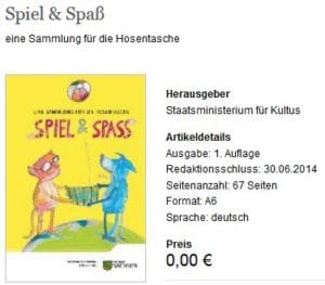 Kinderbuch Spiel und Spass vom Freistaat Sachsen
